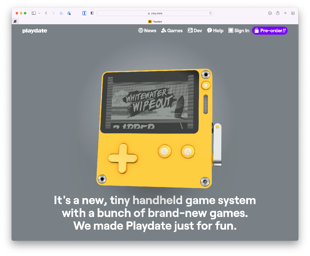 Playdate website screenshot